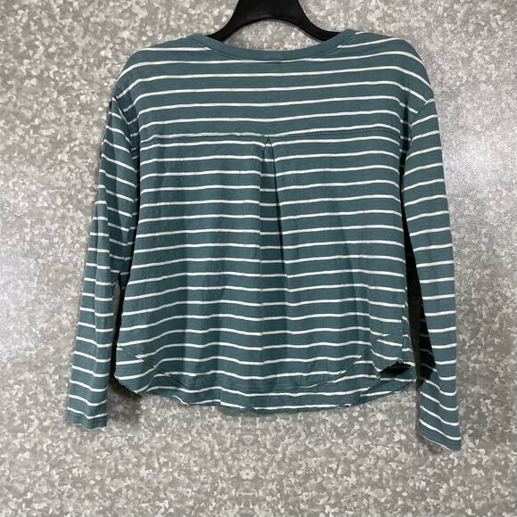 Free People We The Free Blue Stripe Button Shoulder Top - Size Small - Oversized - Picture 6 of 6